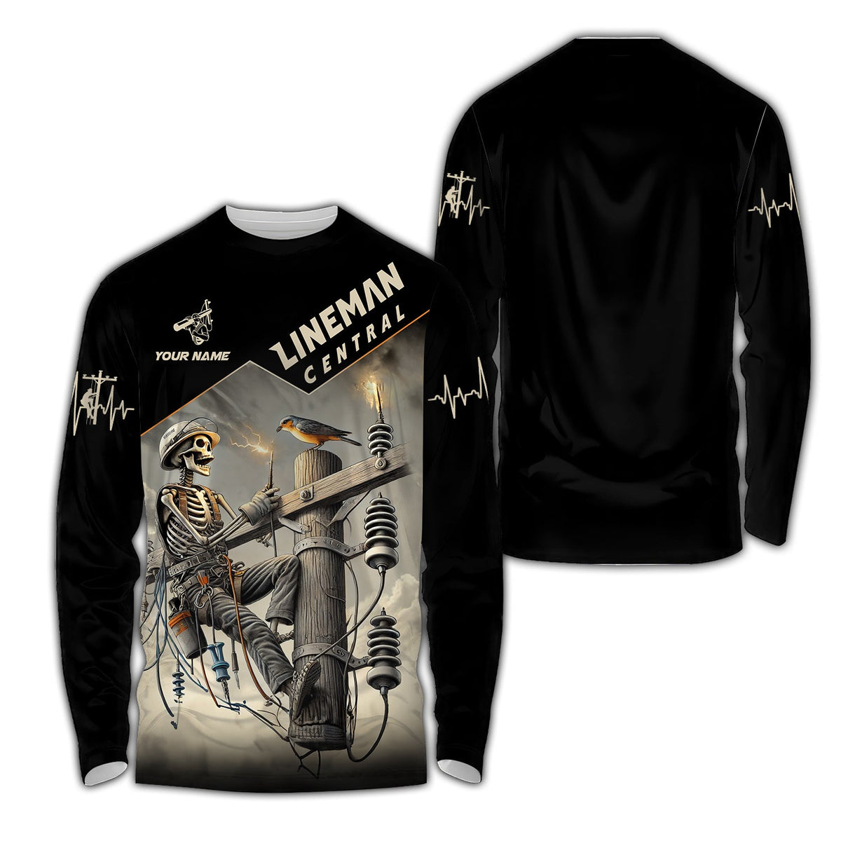 Man Shirt, Custom Name Lineman Central Shirt, Lineman Central Hoodie Polo Long Sleeve Shirt
