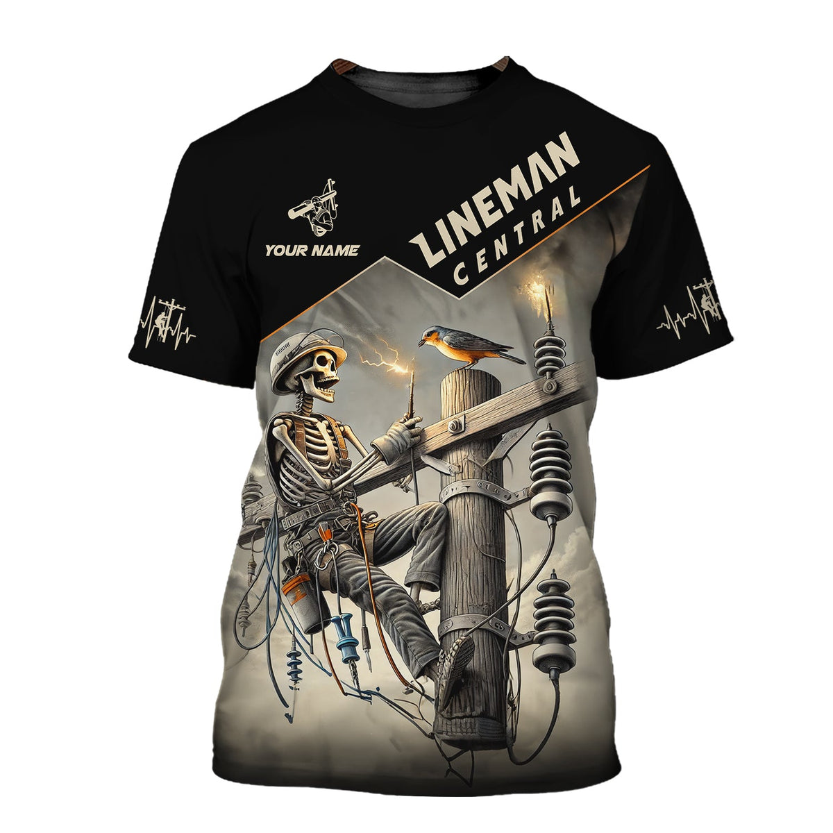 Man Shirt, Custom Name Lineman Central Shirt, Lineman Central Hoodie Polo Long Sleeve Shirt