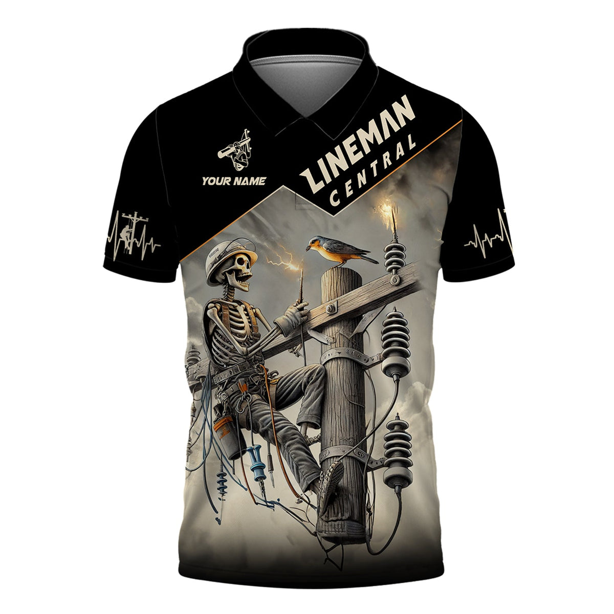 Man Shirt, Custom Name Lineman Central Shirt, Lineman Central Hoodie Polo Long Sleeve Shirt