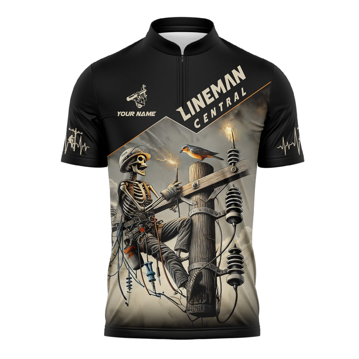 Man Shirt, Custom Name Lineman Central Shirt, Lineman Central Hoodie Polo Long Sleeve Shirt