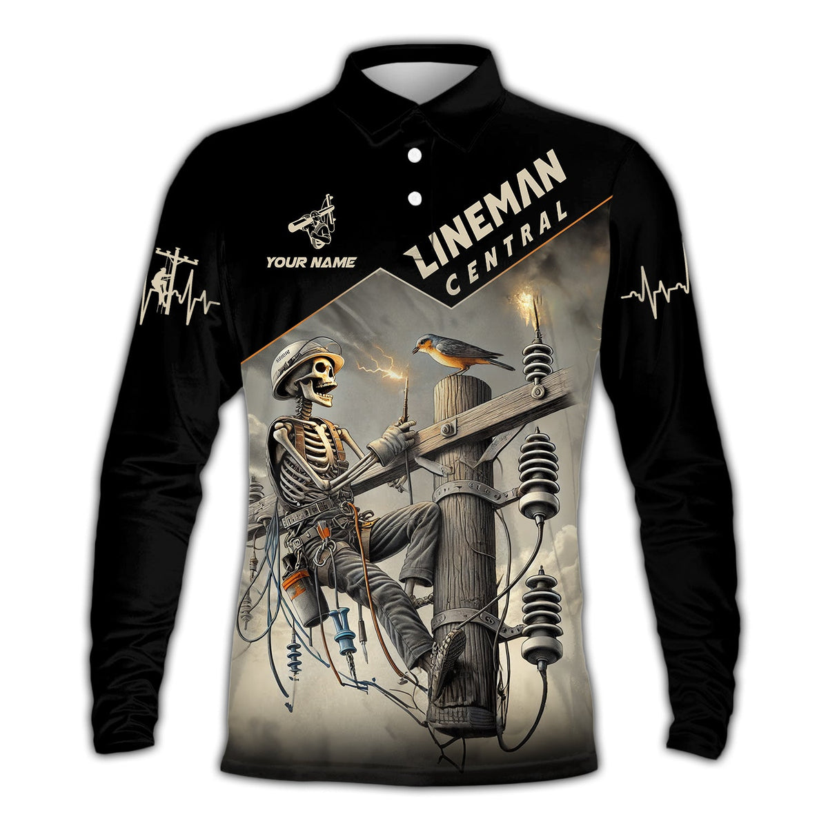Man Shirt, Custom Name Lineman Central Shirt, Lineman Central Hoodie Polo Long Sleeve Shirt